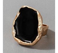 DarryDooly Bohemian Black Stone Gold Ring for Women Men Charms Dripping Oil Big Joint Ring Gothic Jewelry Accessories