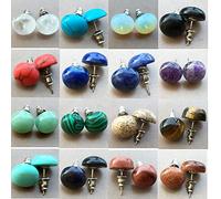 DarryDooly Opal Lapis Lazuli Tiger Eye Goldstone Howlite Crystal Aventurine Blue Sand Malachite Art Women Men Stud Earrings WB876