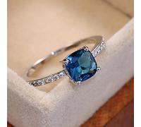 DarryDooly Square Blue Series Stone Women Rings Simple Minimalist Pinky Accessories Ring Band Elegant Engagement Jewelry Rings