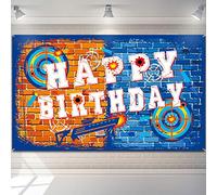 Dart Battle Gun Happy Birthday Backdrop Birthday Party Supplies Backdrop Dart Battle Gun Backdrop Dart Battle Target Water Gun Backdrop for Boy's Birthday Party Themed Party Decorations