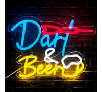 Dart Beer Neon Sign, Dart Bar LED Neon Sign, Dimmable Beer Decor, LED Gaming Neon Signs for Beer Bar Resturant Living Room Bedroom Man Cave Home Decor Party Store Gifts