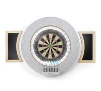 Dart Board Cabinet Set with LED Light; Bristle Dartboard, Built in LED Light, Darts and Chalkboards (Grey Version)