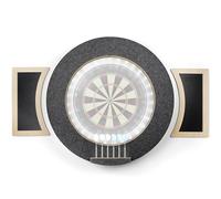 Dart Board Cabinet Surround with Built in LED Light, Includes 2 x Chalkboards and Chalkboard Pen in (Black Version - CABINET ONLY)