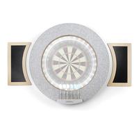 Dart Board Cabinet Surround with Built in LED Light, Includes 2 x Chalkboards and Chalkboard Pen in (Gray Version - CABINET ONLY)