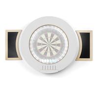 Dart Board Cabinet Surround with Built in LED Light, Includes 2 x Chalkboards and Chalkboard Pen in (White Version - CABINET ONLY)