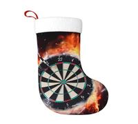 Dart Board Christmas Stocking Plush Hanging Decoration with Soft Flannel Cuff, Bag for Fireplace & Tree Decor