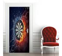 Dart Board Door Stickers for Interior Doors Bullseye 3D Door Sticker Murals Decals Wallpaper Self Adhesive Waterproof Poster for Bedroom Living Bathroom 80x210 cm e-337