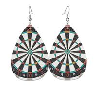 Dart Board Faux Leather Teardrop Earrings, Fashion Lightweight Drop Dangle Earrings Leather Earrings For Women Weddings, Parties, Ceremonies, Banquets, Gifts