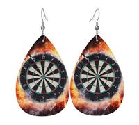 Dart Board Faux Leather Teardrop Earrings, Fashion Lightweight Drop Dangle Earrings Leather Earrings For Women Weddings, Parties, Ceremonies, Banquets, Gifts