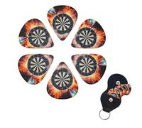 Dart Board Guitar Picks 6 Pack 3 Different Thickness Celluloid Guitar Plectrums with Guitar Pick Holder Personalized Guitar Pick for Acoustic Guitar, Electric Guitar, Bass, Ukulele