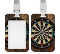 Dart Board ID Badge Holder Vertical Heavy Duty Card Protector Pouch, Lanyard Work Badge Sleeve Plastic Waterproof Name Tag Holder for Nurse Teacher Office Women Men