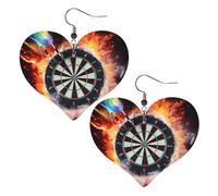 Dart Board Leather Earrings for Women Heart Dangle Earrings Lightweight Drop Earring Jewelry Gift