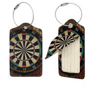 Dart Board Luggage Tag for Suitcases, 2 PCS Suitcase Tags, Identifiers Travel Bag Tags for Luggage Travel Tags, Baggage Tags, Leather Name ID Labels and Metal Loop for Women Men