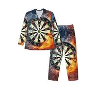 Dart Board Men'S Long-Sleeved Pajama Set Loungewear Leisure Loose Nighttime Sleep Relax Black