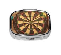 Dart Board Mini Pill Box Metal Travel Medicine Organizer with 2 Compartments Pocket-Sized Pill Container