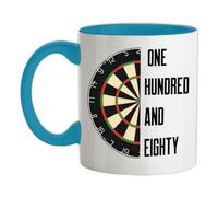 Dart Board One Hundred and Eighty 180-11oz - Ceramic Two-Tone Mug for Coffee/Tea - Babyblue/White - One Size