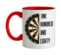 Dart Board One Hundred and Eighty 180-11oz - Ceramic Two-Tone Mug for Coffee/Tea - Red/White - One Size