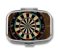 Dart Board Pill Box, Portable Pill Organizer, Medicine Pill Container with Mirror and 2 Compartments, Daily Medicine Organizer, Travel Pill Case for Pocket Or Purse