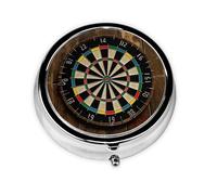 Dart Board Pill Case with Mirror Retro 3 Compartment Pill Box Small Pill Organizer for Purse or Pocket Decorative Metal Medicine Vitamin Organizer Unique Gifts