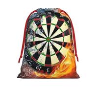 Dart Board Print Christmas Drawstring Gift Bags, Xmas Holiday Fabric Gift Wrapping Bag For Party, Size-L