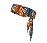 Dart Board Print Head Tie Headbands,Non-Slip Tie Headband,Moisture Wicking Sports Quick Dry Hair Band