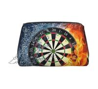 Dart Board Print Premium Leather Toiletry Travel Pouch with Waterproof Portable Pouch Open Flat Makeup Bag