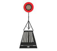 Dart Board Set Bristle Dartboard Optional LED Ring Light Self Healing Surround Mounting Stand Adjustable Height Tripod Accessories Included 6 Iron Darts Checkout Finishes Mat Portable Home Kit