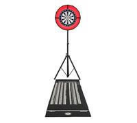 Dart Board Set Bristle Dartboard Optional LED Ring Light Self Healing Surround Mounting Stand Adjustable Height Tripod Accessories Included 6 Iron Darts Checkout Finishes Mat Portable Home Kit