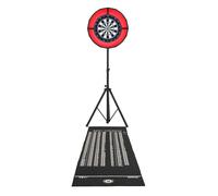 Dart Board Set Bristle Dartboard LED Ring Light Self Healing Surround Mounting Stand Adjustable Height Tripod Accessories Included 6 Professional Iron Darts Checkout Finishes Mat Portable Home Kit