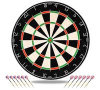 Dart Board Set, Professional Dartboard 18 Inch Dartboard with 12 Steel Tip Darts Rotational Number Ring Dartboard Set for Pub Family Office Game & Fixing Kit for Events