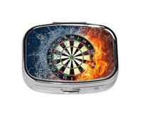 Dart Board Target Ice Fire,Meta Pill Box 2 Compartment Medicine Case,Portable Organizer