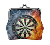 Dart Board Target Ice Fire, PU Leather Coin Purse, Small Wallets, Change Pouch with Kiss Lock Clasp Buckle, Change Purse
