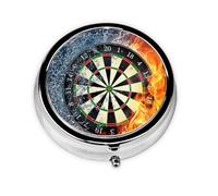 Dart Board Target Ice FireMeta Pill Box 3 Compartment Medicine Case,Portable Organizer