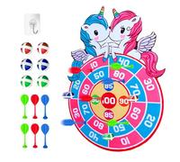 Dart Board;unicorn Kids Dart Board Toys Set with 6 Sticky Balls & 6 Darts; Indoor/Outdoor Party Games, Kids Toys & Gifts