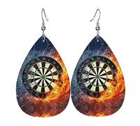 Dart Board Water Droplet Shaped Leather Earrings Double Sided Leather Earrings Women'S Fashion Earrings