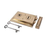 Dart Brass Flange Rim Lock 107mm Backset - Polished Brass