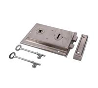 Dart Brass Flange Rim Lock 107mm Backset - Satin Nickel