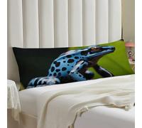 Dart Frog Blue Body Pillow Cover with Hidden Zipper 20x54 Full Long Pillowcase for Couch Sofa Decor Breathable Bed Shams Boho Oversized Lumbar Pillow Covers for All Seasons