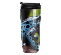 Dart Frog Blue Insulated Tumbler Reusable Plastic Iced Coffee Cup with Lid Double Walled Hot Coffee Travel Mug Gifts for Women Men BPA Free 12 Oz