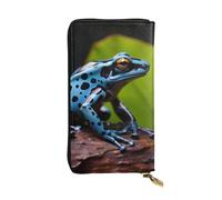 Dart Frog Blue Leather Wallet for Women Long Coin Purse Ultra Slim Credit Cards Holder Bifold Clutch