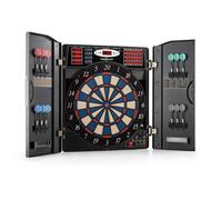 OneConcept Masterdater - Electronic Dartboard, Dart Board Set, 12 Darts and 24 Spare Tips, Dart Board Light, Black/Metal