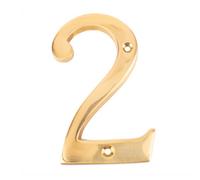 Dart Number 2 Door Numeral - Polished Brass