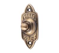 Dart Oblong Classic Ornate Bell Push For Door Bell (75mm) - Antique Brass
