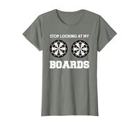 Dart Player Dartboard Funny Darts Stop Looking at My Boards T-Shirt, Women, Olive Heather, X-Small