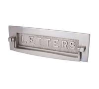 Dart Postal Knocker Letter Plate With "letters" On Flap (10 X 3 Inch) - Satin Nickel