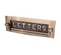 Dart Postal Knocker With "letters" On Flap (10 X 3 Inch) - Antique Brass