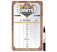 Dart Scoreboard (Grey) Dry Erase for Keeping Score in Games Cricket, 301 or 501- Meta metal signs Signs & Plaques home decor 12x8 inch/30x20cm