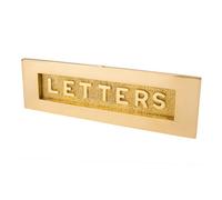Dart Solid Brass Letter Plate With "letters" On Flap (12 X 4 Inch) - Polished Brass