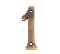 Dart Solid Cast Brass Metal Number 1 Door Numeral 100mm - Antique Brass