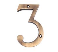 Dart Solid Cast Brass Metal Number 3 Door Numeral 100mm - Antique Brass